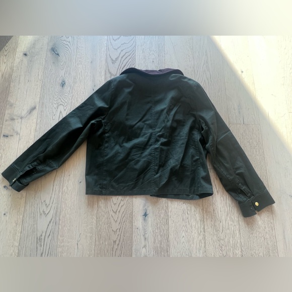 J. Crew Utility Jacket in Utility Green with Brown Collar - Picture 7 of 8